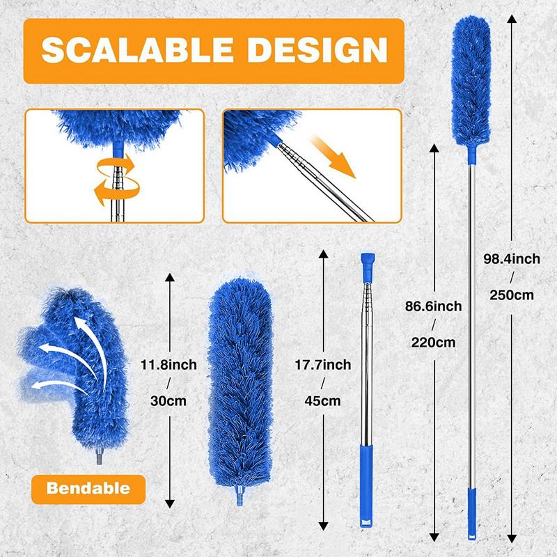 Gutter Cleaning Brush Roofing Tool with Telescopic Extendable Pole Multifunctional 2.5M Guard Cleaner Tool Dust Removal Brush