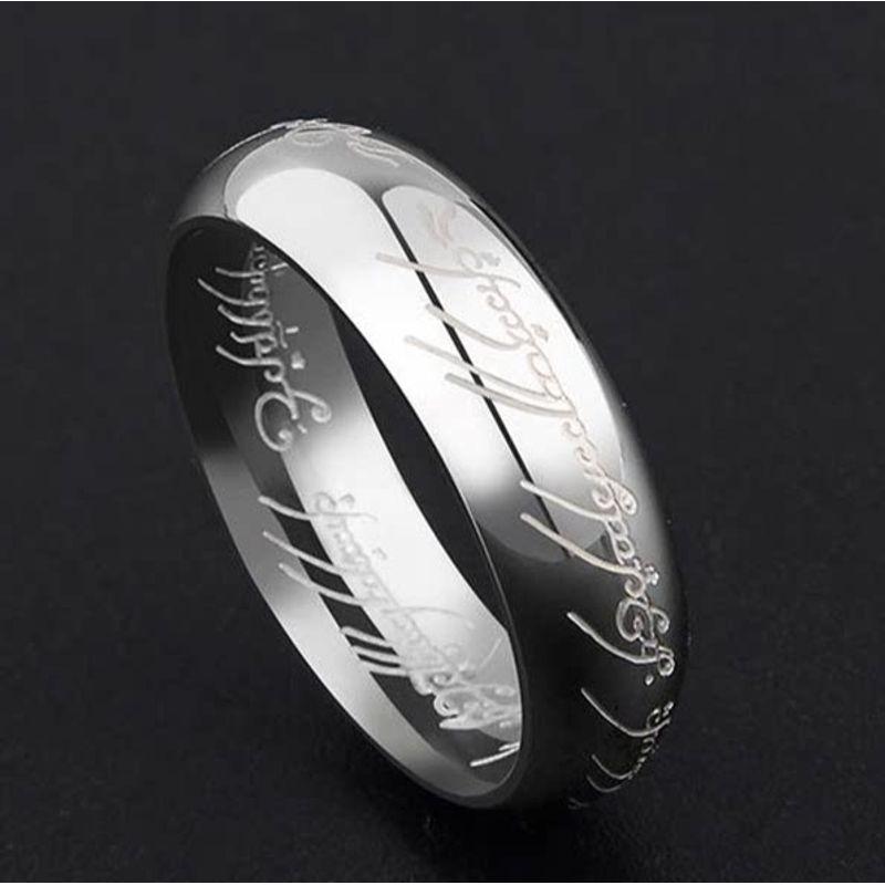 Fancy Trendy Men's Fashion Stylish Minimalist Titanium Steel Ring Men Non-Fading The Lord of the Rings Punk Fashion Ornament
