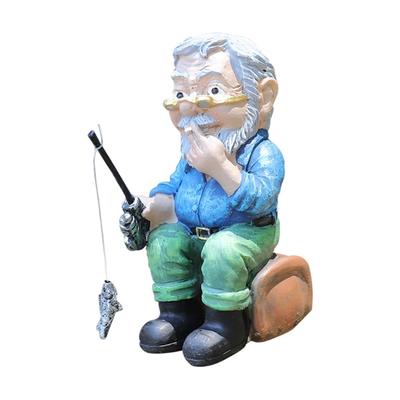 Pêcheur Vieil Homme Art Artisanat Simulation Grotte Figurine Jardin Paysagisme Élevage de Crevettes Cachette Ornements