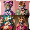 European Horse Dog Fox Flower Giraffe Leopard Tiger Animals Portrait Poster Cushion Covers Sofa Pillowcase