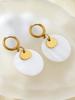 Summer Beach Collection Fashion Elegant Vintage Style Stainless Steel 18K Gold Plated Round Mother Of Zircon Earrings For Women