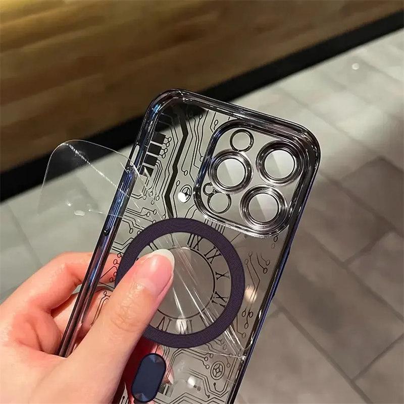 Încărcare fără fir magnetică de modă pentru husă Magsafe pentru iPhone 15 13 Plus 12 11 14 Pro Max placare husă pentru telefon moale rezistentă la șocuri