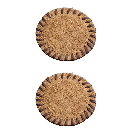 2 Stück Untersetzer, handgefertigt, Kokosnussbraun, Teematte, hitzebeständig, rutschfest, wiederverwendbarer Untersetzer für Teekanne und Tassen