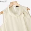 ZANZEA Women Loose Round Neck Casual Sleeveless Blouse