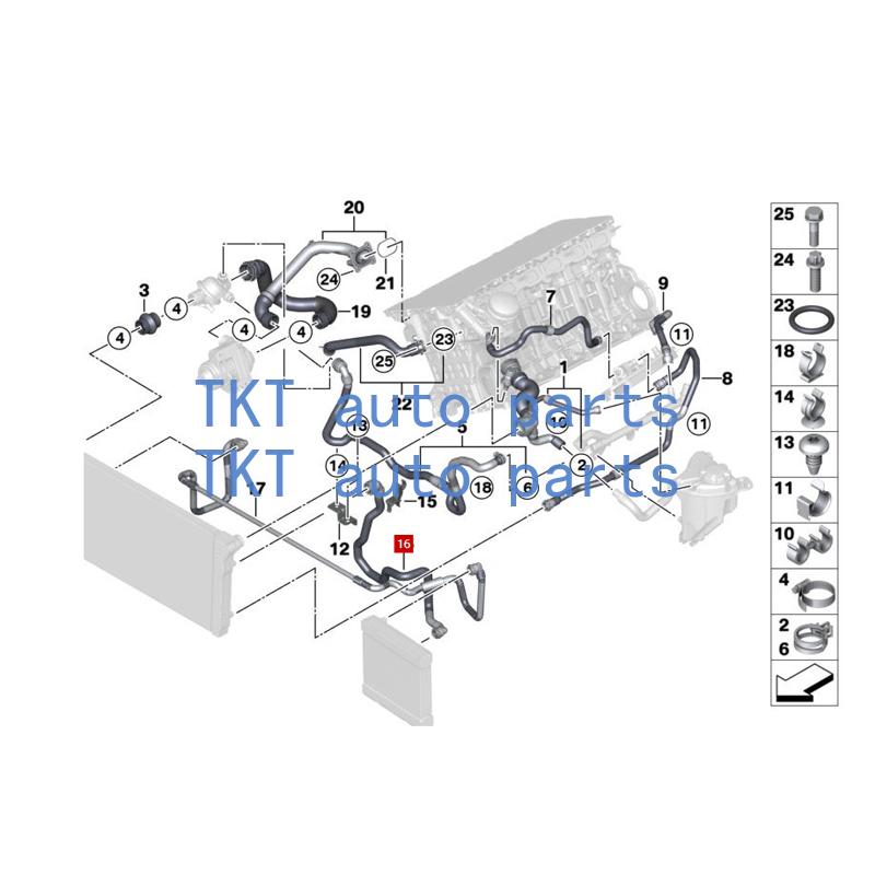 TKT Auto Parts For 17127600836 7series F01 740Li 535i 640i 740i 535i Coolant Hose