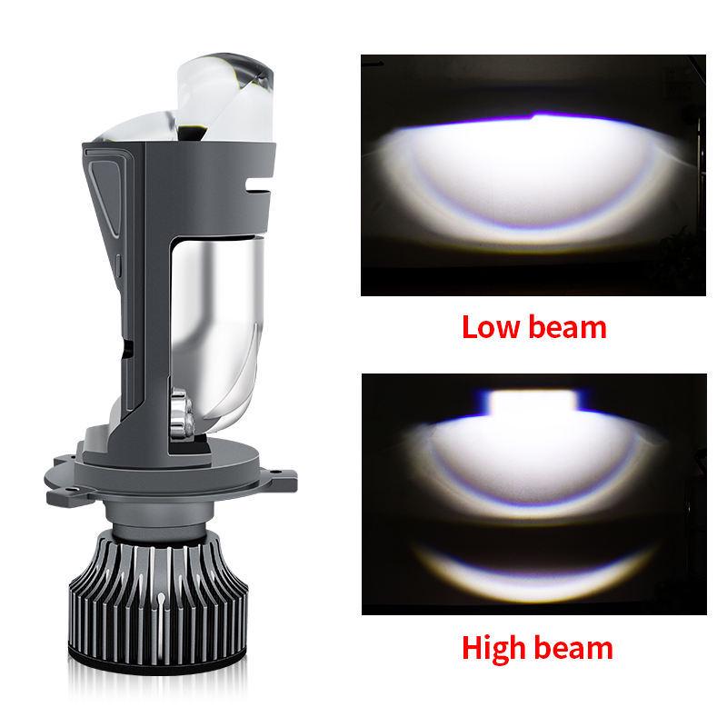 M01K H4 LED Motorcycle Headlight: Three Light Sources, Near & Far Integrated, High-Power Focus Lens.