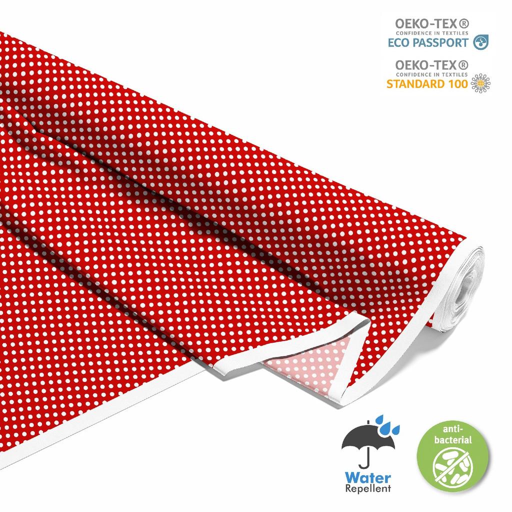 Outdoor Decorative Fabrics Oxford - Pattern White Dots On Red