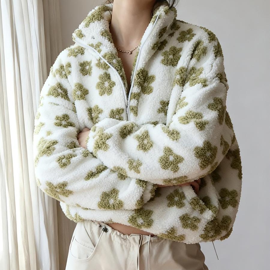 

Fleece Flower Embroidered Hoodie Autumn Winter Fashion Hoodie Warm Fleece Shirt Women s M зелений