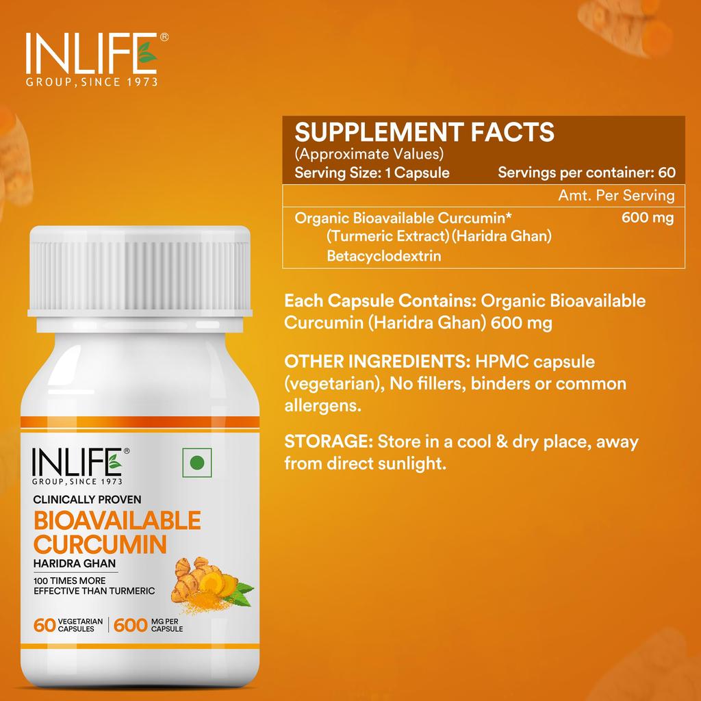 INLIFE Bioavailable Curcumin Supplement, Haridra Turmeric, 60 Veg Caps