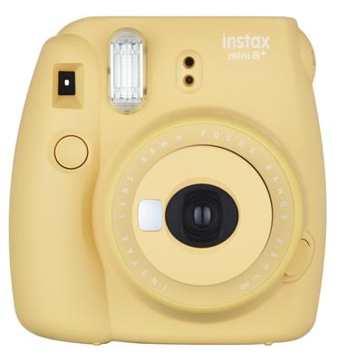 FUJIFILM Instax Mini 8 Plus Sofortbildkamera mit Objektiv und Original-Handschlaufe INS MINI 8P Nahaufnahme (Honig HONIG)