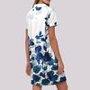 Women's Summer Casual Floral Printed Stand Collar Short Sleeve Dresses