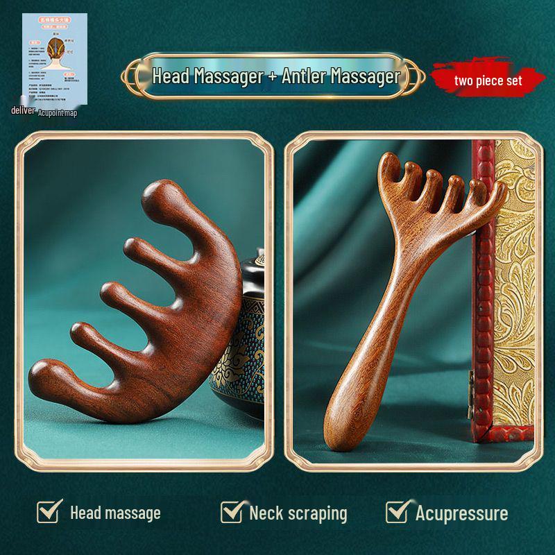 Five-Claw Sandalwood Head Massage Comb: Meridian Therapy Tool for Scalp Lymphatic Dredging and Care