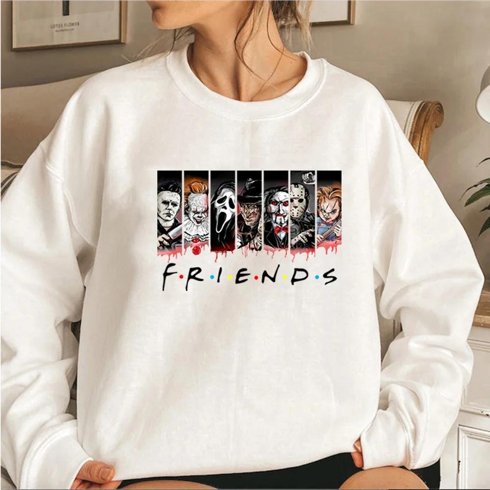 Friends Halloween Sweatshirt Horror Movie Hoodie Horror Movie Killers Sweatshirt Spooky Season Pullover Women Graphic Hoodies