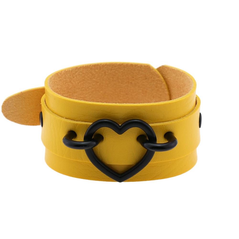 Braccialetti punk a forma di cuore tutto nero donna uomo Braccialetto da polso in pelle Bracciale a manica gioielli goth gotico emo bracciali da braccio accessori cosplay