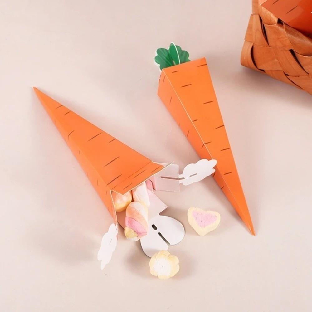 50 Stück/Set Kegelförmige Oster-Süßigkeitenbox Leere Verdickte Snack-Verpackungsbeutel Große Kapazität DIY-Box Keksbox