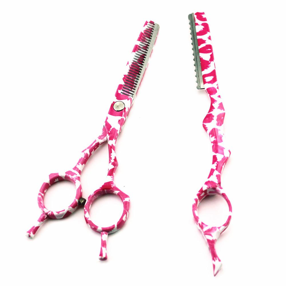 Stahl 4 Kit 5,5 '' Rosa Keramik Haarschere Haarschnitt Effilierschere Friseur Schere