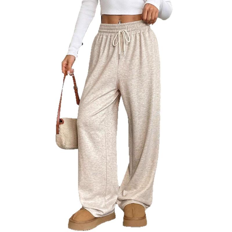 Women's Autumn Winter New European American Style Solid Color Casual Pants Fashion Versatile Loose Lazy Style Wide Leg Trousers