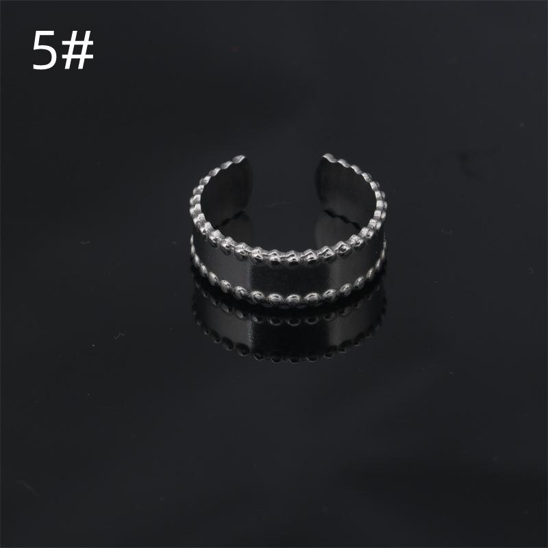 Adjustable Stainless Steel Round Pattern Ring for Men and Women - Simple Fashion Jewelry