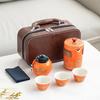 Chinese Ceramic Tea Gift Set with Leather Case