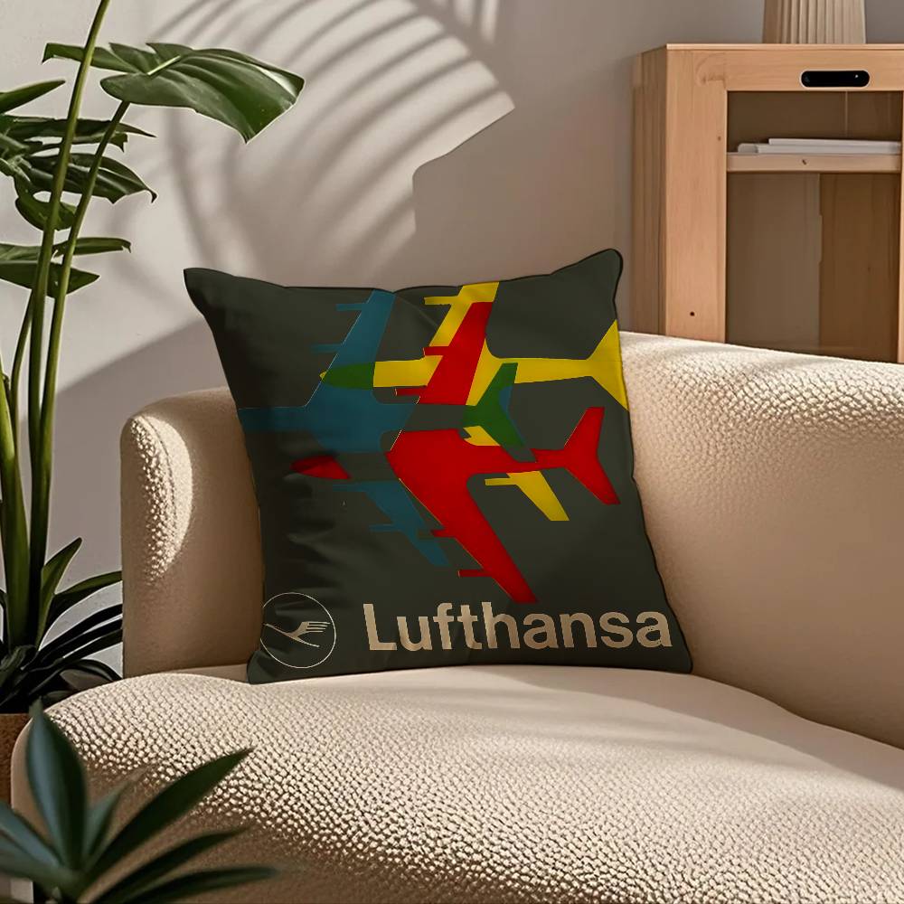 Lufthansa Airlines Pillow Case Comfort Sofa Bed Silky Elegant Invisible Zipper Custom Decorative Cushion Cover