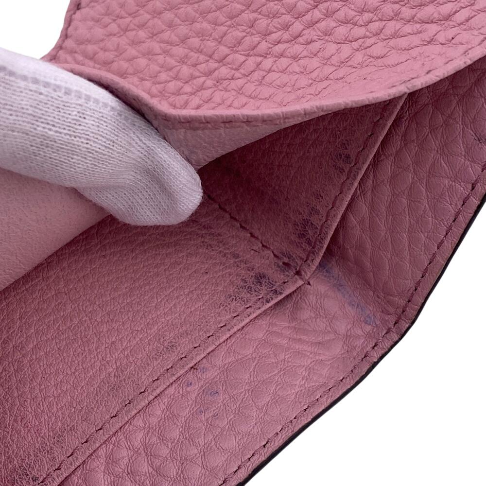 FENDI Compact wallet Celeria leather Tri-fold wallet beige leather Women Used