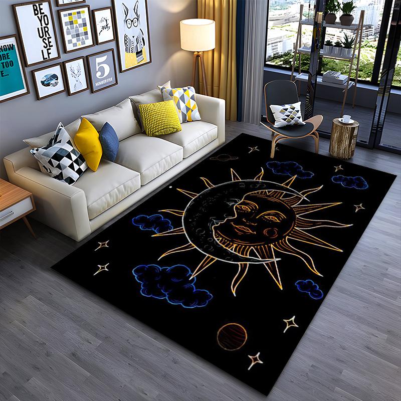 

Colorful sun and moon pattern on black background Suitable for use as an anti-slip game mat for living room and bedroom sofas 40x60cm( 15x23in )