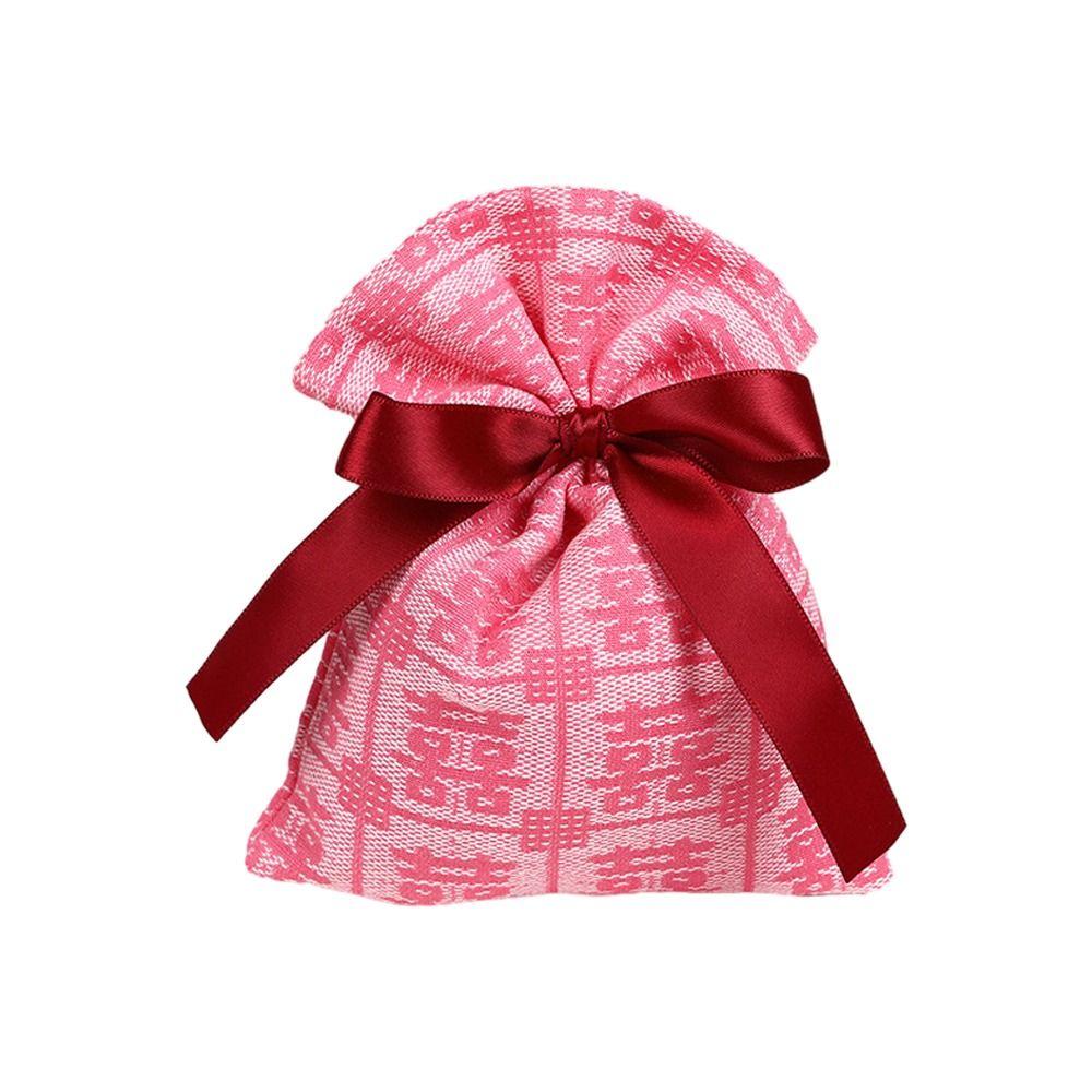 Pearl Handle Wedding Drawstring Bag Satin Bow Letter Flower Tassel Knot Wrist Bag Large Capacity Bucket Bag