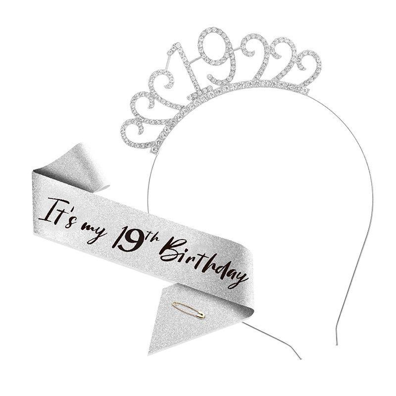 Cross-Border Digital Birthday Crown Set: Headdress, Party Shoulder Strap & Etiquette Belt Photo Prop for Girls