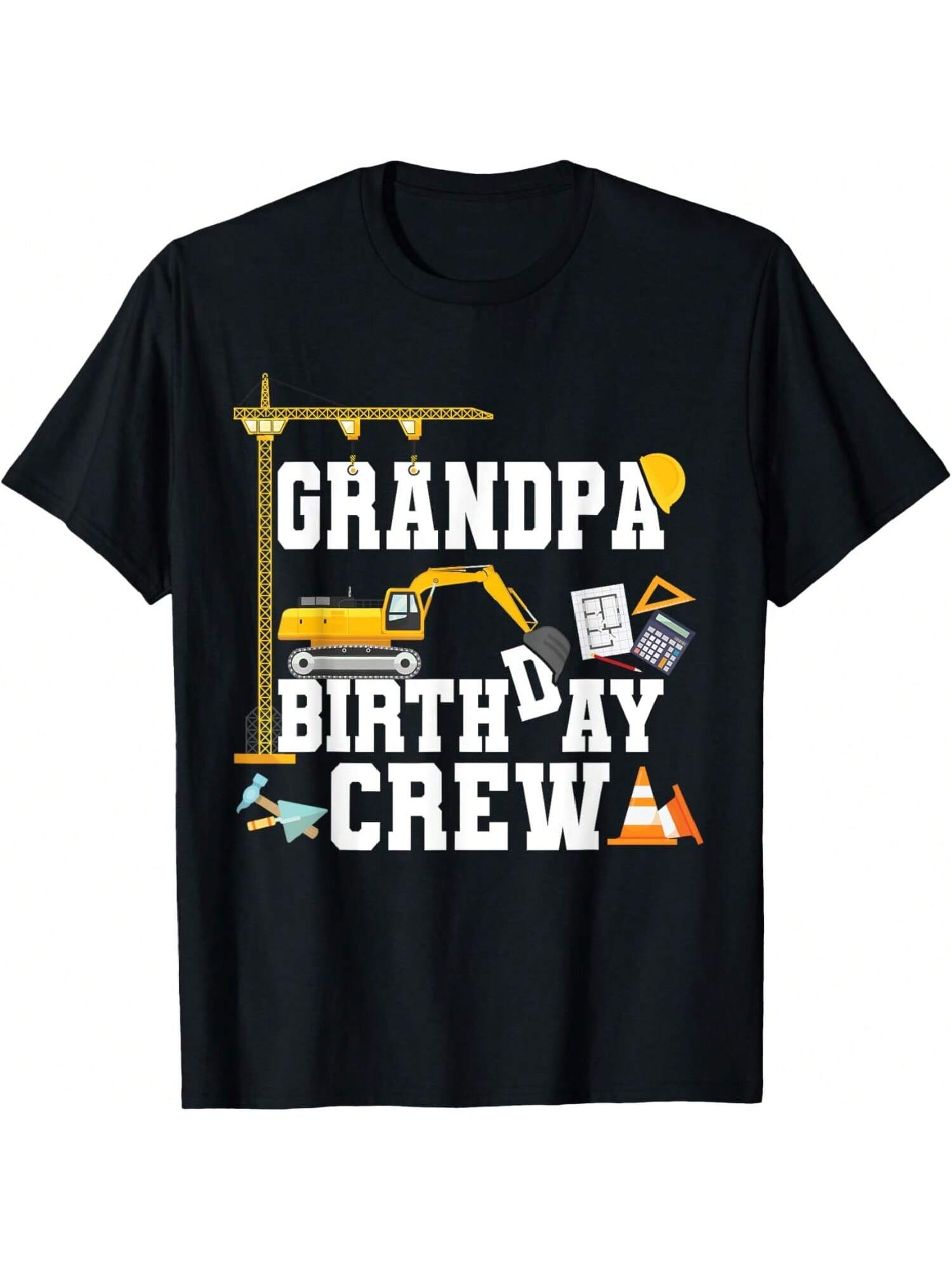

Grandpa Birthday Crew Shirt Construction Birthday Party T-Shirt S