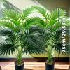 2 piezas Palmeras Artificiales, 35.6 Pulgadas - Verdor de Plástico de Tacto Real para Decoración de Hogar y Oficina - Colocación de Piso Interior/Exterior