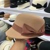 Japan autumn and winter new woolen hat bow women's retro casual equestrian hat peaked hat fashion knight hat