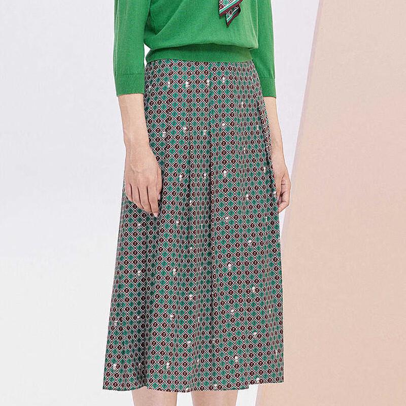 JESSIE Retro Print Mid-Length Skirt L