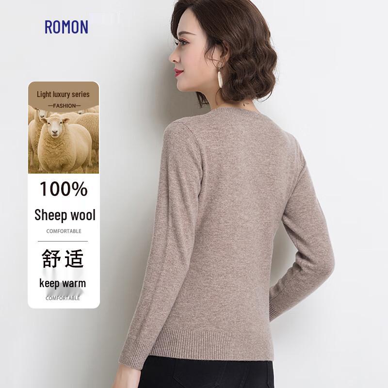 Luomeng Women's 100% Merino Wool Crew Neck Sweater