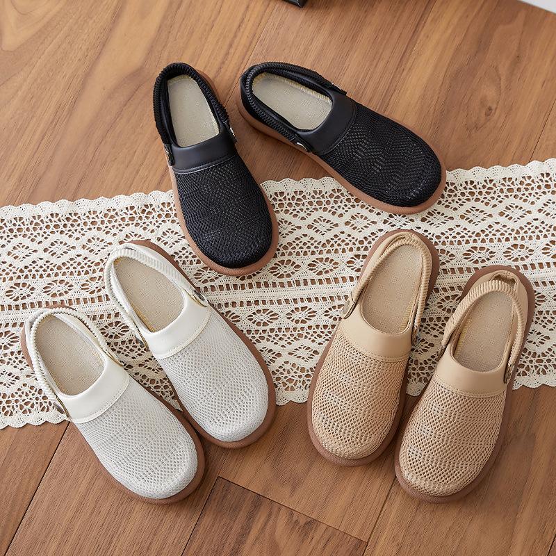Slippers outer wear summer literary retro half drag comfortable shoes breathable cotton and linen