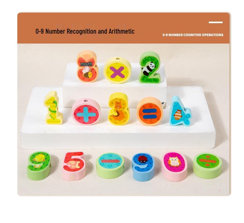 Kids' Wooden Lacing Block Set: Shape Matching Cognitive Toy for Early Education