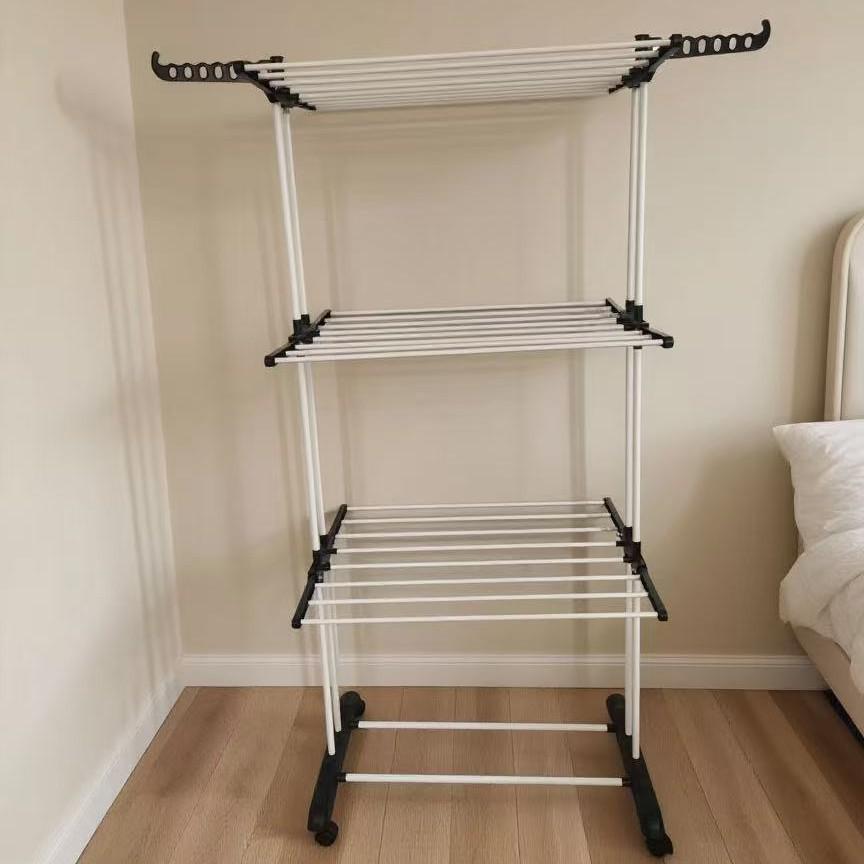 Expandable Three-Layer Rack: Towel, Clothes, Shoe Dryer & Coat Stand