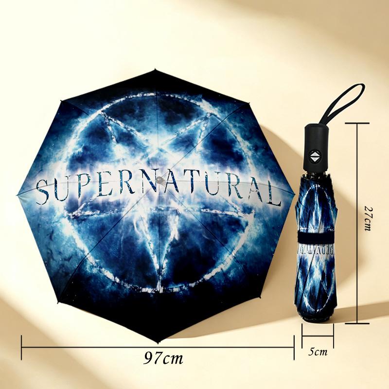 Supernatural Magic 8 Ribs 3Fold Black Glue Uv Protection Umbrella Sun Protection Rainproof Compact Folding Umbrella For Travel Daily Use C92345