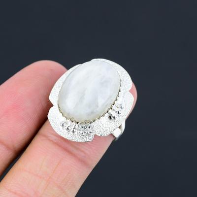 Mothers Day Deal Sterling Silver Rainbow Moonstone Stone Ethnic Trendy Ring US 7