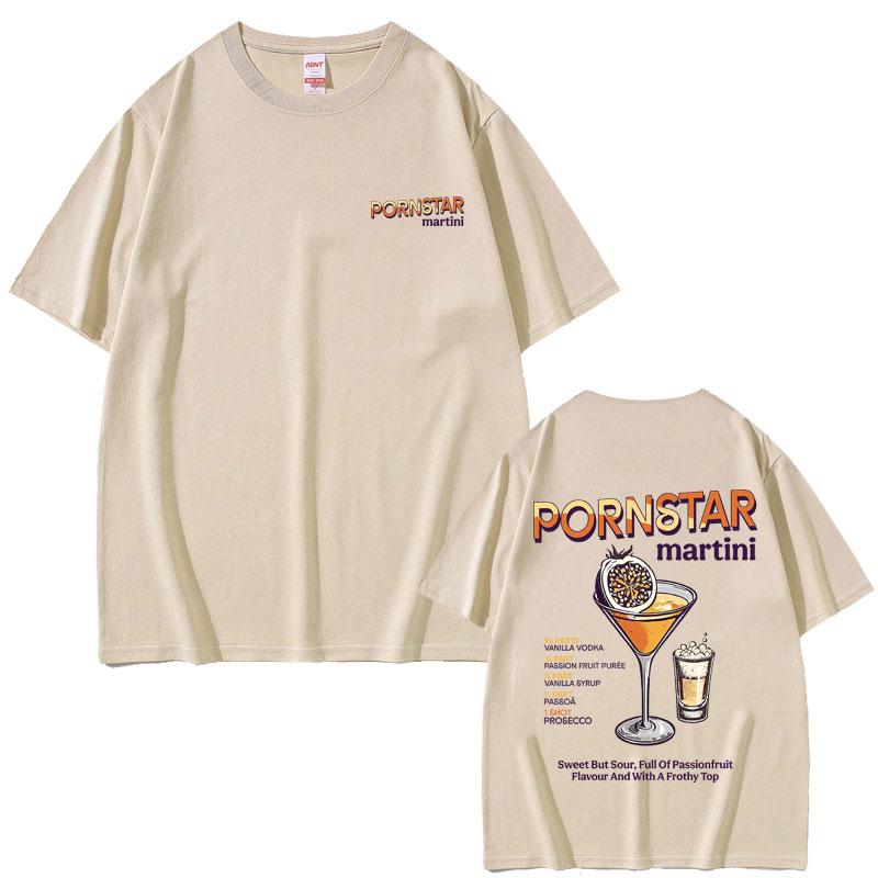 2025 Summer Funny Pornstar Martini Cocktail Graphic Men Women Casual Oversized Tshirts Short Sleeve Mens Pure Cotton Tshirt