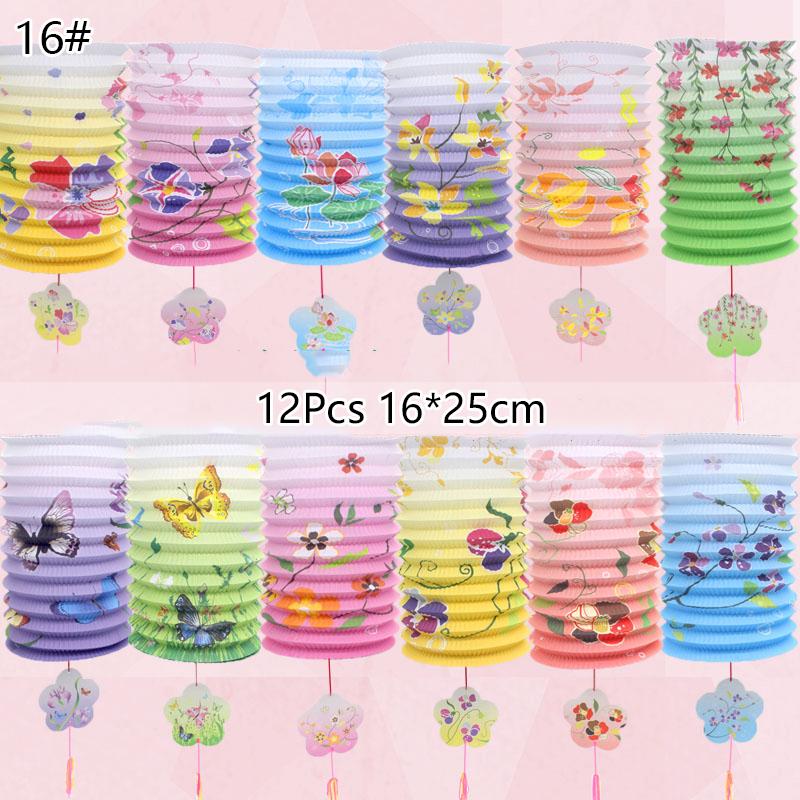 10/12Pcs Chinese Style Traditional Mid-Autumn Festival Hanging Paper Lantern Organ Design Spring Festival Decor New Year Lantern