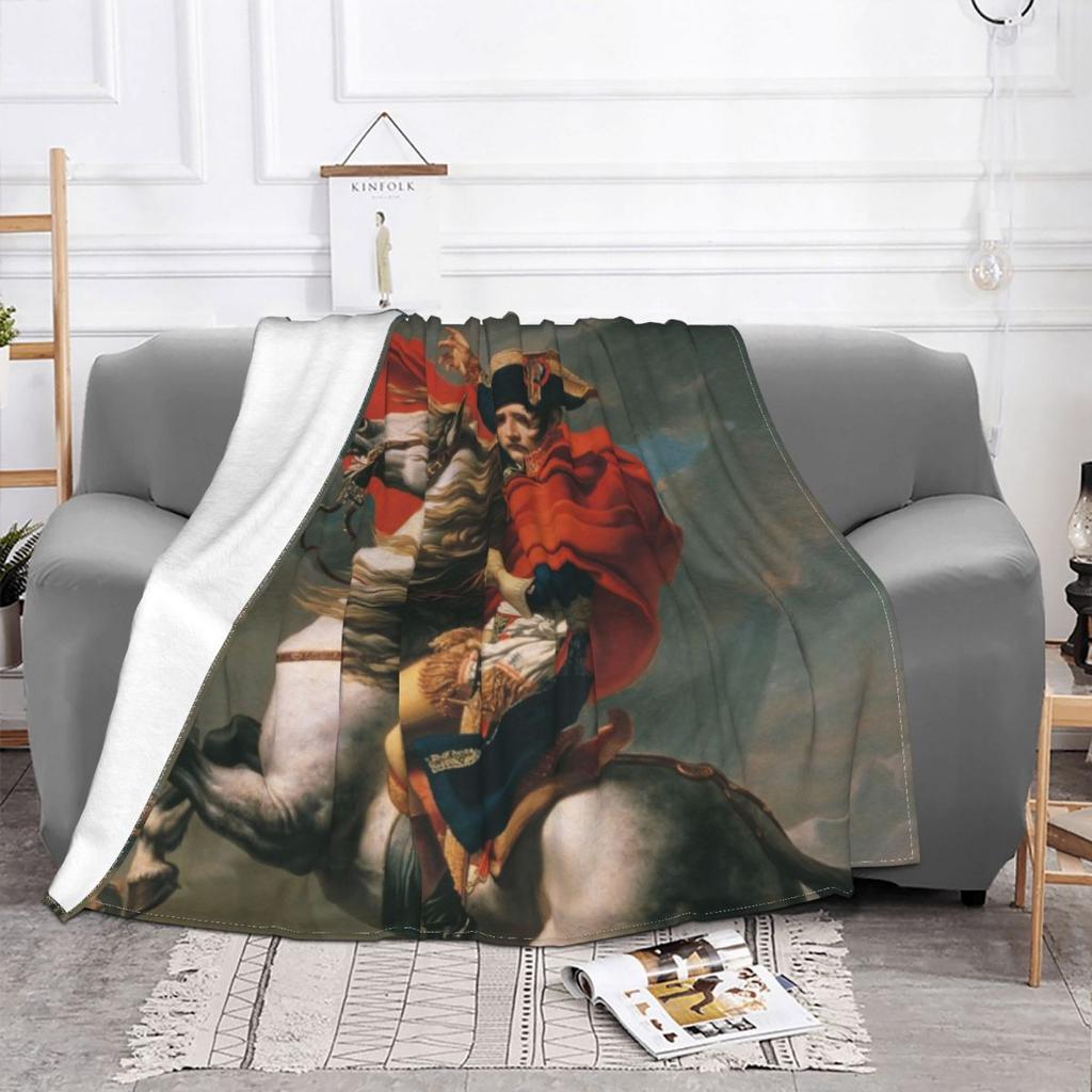 Napoleon Bonaparte Blanket The Alps Belvedere Jacques-Louis David Flannel Novelty Warm Throw Blankets for Bed Sofa Decoration