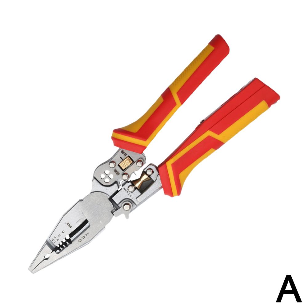 9 In 1 Wire Stripper Stainless Steel Electrician Cable Cutter Wire Crimping Pliers Clamper Splitting Winding Multi Function Tool