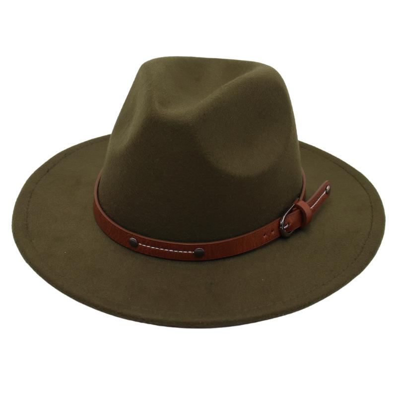 1PC Fashion Wool Fedora Hat Men Autumn Winter Wide Brim Jazz Cap Imitation Woolen Women Church Felt British Hat