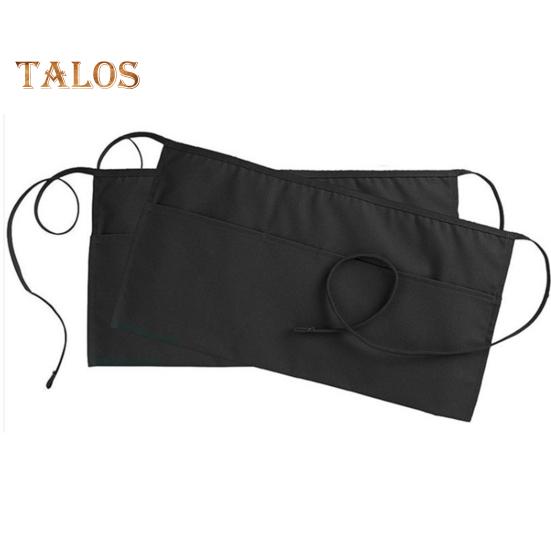 Waiter Apron with Long Straps Widely Used Non-Fading Practical Waiter Waitress Waist Apron with Pockets Kitchen Supplies