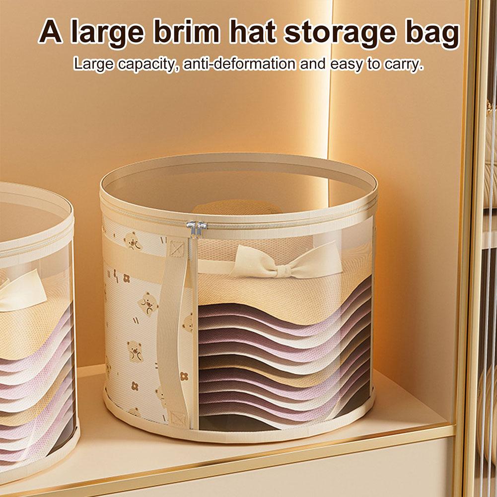 Hat Storage Bucket, Clothing Hat Travel Organizer, Bag Brim Clear And Round Handle Foldable Storage Window With Hat P6W3