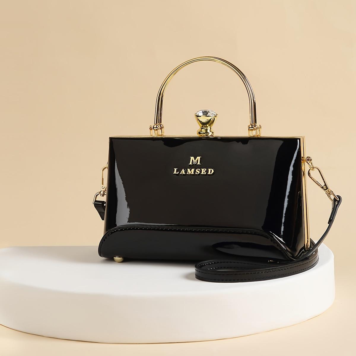 

Яскрава лакова шкіряна міні-сумка на плече 2025 року для жінок чорний