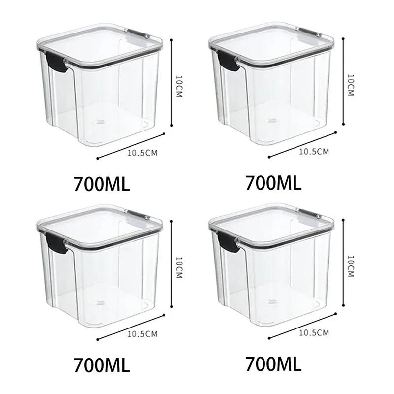 High Quality Sealed Jar Food Storage Box Transparent Plastic Kitchen Organizer Multigrain Tank Stackable Dried Sealed Storage