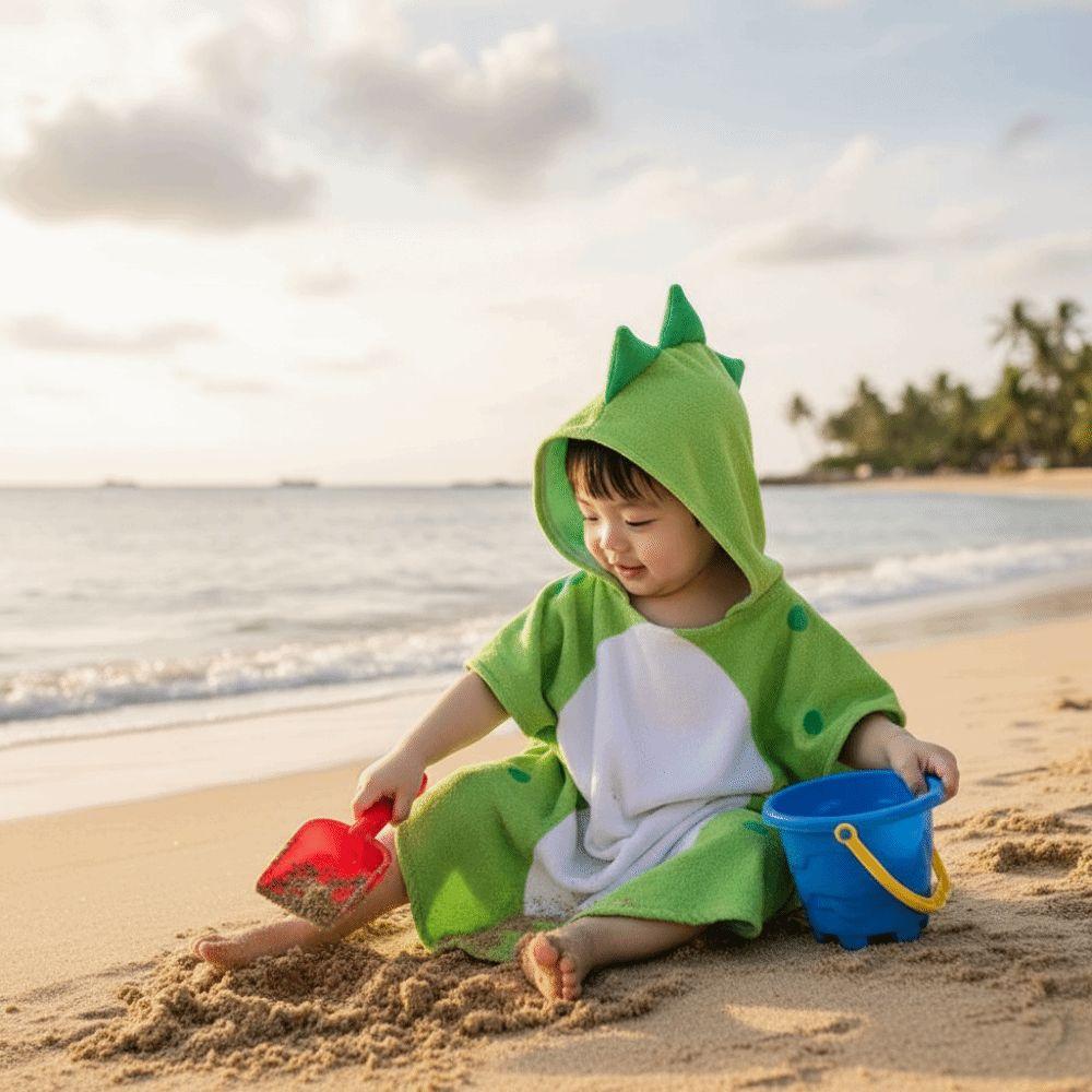 Multipurpose Single Layer Kids Bath Towel Cartoon Soft Boy Cloak Towel Shower Cloak Swim Towel Children Dinosaur Bathrobe Girl