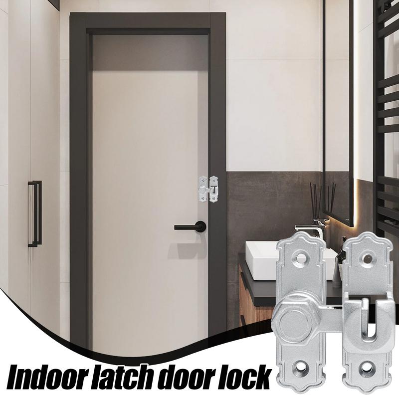 Screen Door Latch No-Drilling Privacy Safety Door Lock Latches Metal Safety Inside Locking Hardware For Bedroom Balcony Kitchen