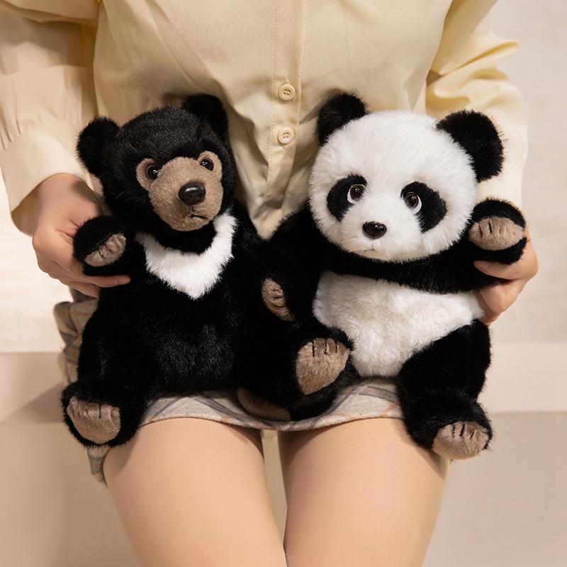 1pc Simulated Black Bear Plush Toy Stuffed Likfelike Panda PLushies for Boys Birthday Gift Home Decor
